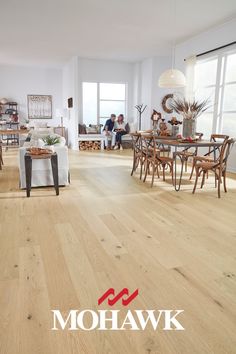 a living room filled with lots of furniture and wooden flooring on top of a hard wood floor