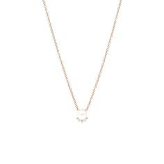 14k gold white freshwater cultured pearl necklace with prong set diamond crown on the bottom SPECIFICS• 14k tiny cable chain adjustable at 14-15-16"• freshwater pearl is 5mm• white diamonds .06 ctw Dainty Diamond Necklace With Pearl Pendant, Delicate Diamond Necklace With Pearl Pendant, Dainty Diamond Jewelry With Pearl Pendant, Delicate Diamond Jewelry With Pearl Drop, Fine Jewelry Necklace With Pearl Charm, Fine Jewelry Pearl Pendant Necklace In Pearl White, Pearl White Necklaces With Diamond Accents, Classic Diamond Necklace With Pearl Charm, Diamond White Pearl Necklace, Fine Jewelry