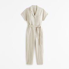 Elevate your wardrobe with the Abercrombie & Fitch Women's Linen-Blend Utility Jumpsuit, a perfect blend of style and comfort. This beige jumpsuit, tailored for a slim fit, is crafted from a soft linen and cotton blend, ensuring both durability and breathability.

- Size: XXS TALL
- Color: Beige
- Material: Linen, Cotton
- Gender: Female
- Features: Button-through detail, classic collar, adjustable belted waist, chest pockets, side pockets

Designed with a relaxed-fit silhouette, this jumpsuit f Beige Jumpsuit, Staple Shoes, Utility Jumpsuit, Engagement Style, Tres Chic, Linen Women, Rompers Women, American Apparel, Women's Dresses