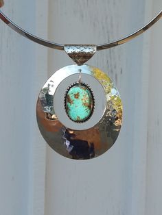 WANTED all over the Universe. Turquoise is recognized Sought After by early KINGS, MOVERS, and SHAKERS! Turquoise is said to be a vessel Imbued with energies associated with Heaven! All My Turquoise is Carefully chosen from around the World. I love the Raw Authentic look and feel of the stone...so I do not over polish the Turquoise! True Bohemian Style...an Original work of Art that you can treasure for a lifetime! Each of My Creations are One of A Kind and are Hand wrought to bring out the best Bohemian Oval Turquoise Necklace Nickel-free, Bohemian Oval Turquoise Necklace Nickel Free, Handmade Western Silver Turquoise Necklace, Bohemian Hand Forged Turquoise Necklace, Southwestern Silver Turquoise Necklace For Festival, Southwestern Silver Turquoise Necklace With Patina, Silver Turquoise Western Necklace For Festivals, Bohemian Silver Turquoise Necklace Soldered, Silver Bohemian Turquoise Necklace, Soldered