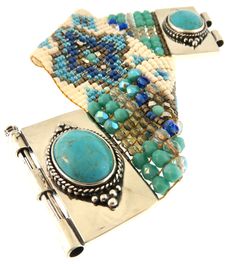 Chili Rose "Blue Sky" Classic Turquoise Bracelet | ICE Hidden Lock, Chili Rose, Native American Rug, Tiffany Bracelets, Aqua Beads, Turquoise Bead Bracelet, Santa Fe New Mexico, Swarovski Beads, Rose Blue