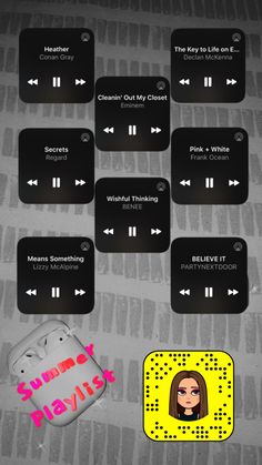 an image of some music player buttons on a table with the words summer playlist written below them