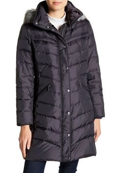 MICHAEL Michael Kors  FAUX FUR TRIM HOODED  DOWN PUFFER COAT Brand: MICHAEL Michael Kors Color: Charcoal Material: Shell/Lining/Hood fill/Collar fill: 100% polyester. Faux fur hood trim face: 94% modacrylic, 6% acrylic. Faux fur hood trim back: 100% polyester. Body fill/Sleeves fill: 50% down, 50% waterfowl feathers Condition: New Details: Bundle up this winter in the Missy Midi Coat, which features a detachable hood with a faux fur trim for added warmth and cuteness. Detachable hood with drawco Puffer Parka, Down Puffer Coat, Birthday Board, Parka Jacket, Detachable Hood, Puffer Coat, Fur Trim, Vest Jacket, Nordstrom Rack