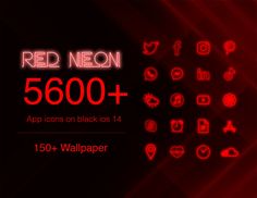 the red neon icon pack includes icons and wallpapers for all kinds of devices