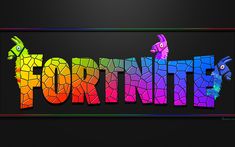 the word fortnite is made up of colorful mosaic tiles and an image of a goat