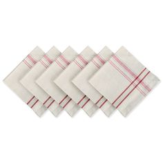 six red and white striped napkins