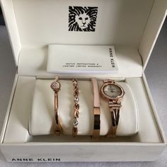 Anne Klein Watch And Bracelet Set New For Sale Rose Gold-Tone Brand New, Never Used With New Battery Includes Watch And 3 Bracelets $48 Fast Shipping, Same Day Or Next Business Day Bundle And Save, Combine Shipping, Maximum 5 Lbs For $7.97 Reasonable Offers Are Welcome Thank You [#3] Rose Gold Metal Jewelry And Watches For Gifts, Round Rose Gold Jewelry And Watches For Gifts, Elegant Rose Gold Watch As A Gift, Elegant Rose Gold Watches As Fashion Accessory, Elegant Rose Gold Watch For Gift, Elegant Rose Gold Watch As Gift, Rose Gold Jewelry And Watches For Formal Occasions, Rose Gold Bracelets Fashion Accessory, Watch And Bracelet Set