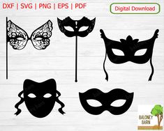 masks with butterfly wings and bow clipart files for silhouettes, svg or png