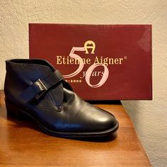 New In Box! Etienne Aigner Boots Size 9. Aigner Boots, Etienne Aigner Boots, Ivory Flats, Italian Loafers, Black Open Toe Heels, T Strap Flats, Leather Heels Sandals, Classic Heels, Size 11 Heels