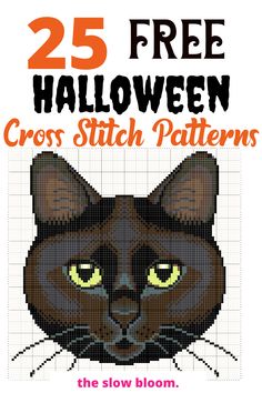 the 25 free halloween cross stitch patterns for cats