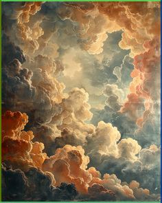 an image of a painting with clouds in the sky