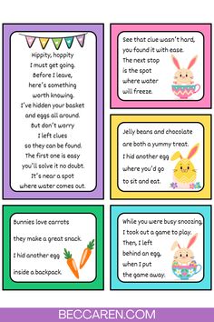 Easter Bunny scavenger hunt clues