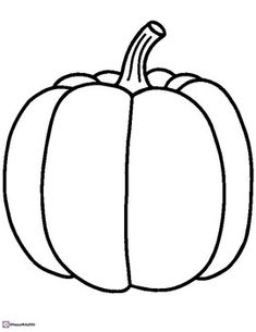 a black and white drawing of a pumpkin with the outline on it's side