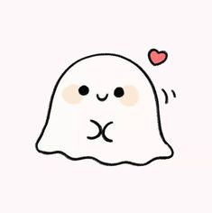 a drawing of a ghost with a heart on its nose