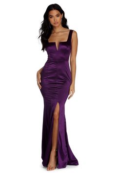 Formal Satin Dress, Sequin Mermaid Dress, Rich Purple, Dresses Royal, Windsor Dresses, Dress Bridesmaid, Grad Dresses, Slim Fit Dresses, Grand Entrance