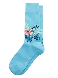 A soft sock in a breathable stretch-cotton blend with rib-knit openings and angled toe seams for a better, more comfortable fit.  Fits men's shoe sizes 8-12. Floral Socks, Soft Sock, Men's Shoe, Tropical Floral, Men Shoes Size, Mens Fitness, Stretch Cotton, Sale Items, Banana Republic