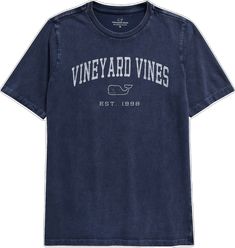 Collegiate Soft-washed Cotton T-shirt, Collegiate Cotton T-shirt Soft-washed, Collegiate Crew Neck Soft-washed T-shirt, Retro Logo, Size 4t, Relaxed Style, Logo Graphic, Vineyard Vines, Cotton T Shirt