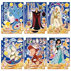 disney princess and the frog stickers are shown in four different designs, each with an image of their own character