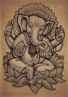 a drawing of an elephant sitting on top of a flower