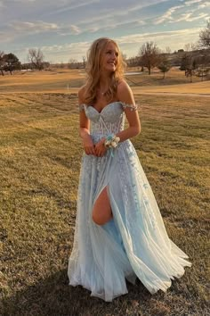 Tulle Floral Lace A-Line Off-the-Shoulder Prom Dresses,PD221583 on Storenvy Blue Long Prom Dresses, Winter Wedding Venues, Prom Dress Inspo, Tulle Evening Dress, Prom Dress Ideas, Dream Prom, Stunning Prom Dresses, Prom 2024, Tulle Sleeves