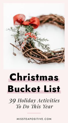 While you countdown to the 25 days until Christmas morning, here are 39 Christmas bucket list ideas to try this holiday season. This ultimate list of fun Christmas activities includes what to do on Christmas day with family at home, easy Christmas activities for families to do on Christmas eve, DIY activities for kids and for teens, cute things to do with friends and families, and cheap and free indoor games and party ideas for your gatherings.