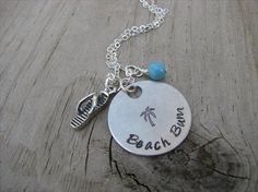 Beach Necklace- "Beach Bum" with flip flop charm and an accent bead in your choice of colors Casual Personalized Jewelry For Vacation, Casual Personalized Beach Jewelry, Casual Personalized Jewelry For Beach, Personalized Fun Beach Jewelry, Beach Necklace, Beach Necklaces, Charm Necklaces, Beach Bum, Flip Flop