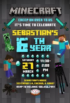 an image of a birthday party poster with the words creep on over us, it's time to celebrate