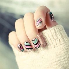 #nailartdesigns  #nailartideas #easynailart #classynailart #simplenailart Aztec Nails, Unghie Nail Art, I Love Nails, Nail Art Summer, Cute Nail Designs, Creative Nails, Love Nails, Winter Nails