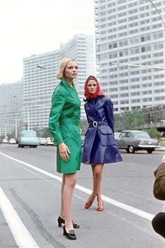 two women walking down the street together