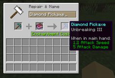 the diamond pickaxe in minecraft