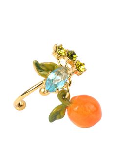 Les Néréides Women’s Gardens In Provence Orange Adjustable Ring in Orange/Green/Gold Cheap Vintage Orange Jewelry, Provence Garden, Orange Ring, Les Nereides, Orange Stone, Fancy Rings, Fancy Earrings, Pearl Pendant Necklace, Orange Blossom