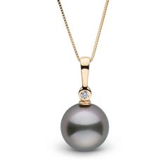 This lovely pendant combines the beauty of a single, perfect Tahitian pearl with a single diamond of fine, VS1-G quality. The diamond accent adds just the right amount sparkle, creating a truly gorgeous pendant. We hand-make this pendant in-house to our own exacting specifications, choosing a flawless 10.0-11.0 mm Tahitian pearl to complement the setting. For decades our buying team has been making regular trips to French Polynesia to source these fine, exotic pearls. Because we personally impor Vs1 Diamond, Golden South Sea Pearls, Loose Pearls, Jewelry Appraisal, Gold Box, Bezel Set Diamond, French Polynesia, Pearl Set, Pearl Types