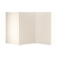 a white room divider with two panels on each side and one panel closed in the middle