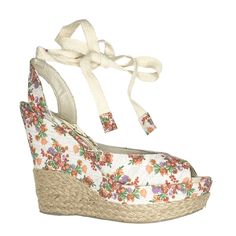 Sergio Zelcer Floral Print Ankle Strap Wedge Sandal Espadrilles In Cream Size 10 Msrp $148 Brand New Without Box Stunning Floral Print Open Toe Platform Espadrilles Sandals Feature A Thick Ankle Wrap That Ties With A Bow And Features Coordinating Printed Ends. Jute Trim. Comfortable All Day Shoes That Just Happen To Be Sexy As All Hell. These Are Dead Ringers For The Manebi X Loveshack Fancy Espadrilles That Are Sold Out Everywhere And At A Fraction Of The Price. If Only These Were My Size The P White Fabric Sandals For Vacation, Ankle Strap Sandals With Floral Print For Beach, Spring Espadrille Sandals With Wedge Heel, Spring Adjustable Wedge Heel Sandals, Feminine Closed Toe Beach Sandals, Casual Sandals With Wrapped Heel For Spring, Casual Lace-up Beach Heels, Casual Adjustable Heels For Summer, High Heel Fabric Wedge Sandals For Spring