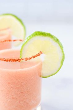 two glasses filled with watermelon and lime juice