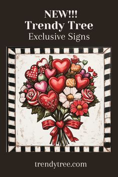 Get ready to wow your guests & customers with Trendy Tree's one-of-a-kind exclusive signs fro the upcoming holiday! With over hundreds to choose from, there is definitely an exclusive sign for everyone! Check them out at trendytree.com & get creative! #exclusive #exclusivesigns #oneofakind #valentine #valentinesday #valentinessign #sign #wreathsign #valentines #valentinedesigning