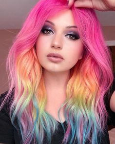 Lady Glitter Sparkles, Unicorn Hair Color, Vivid Hair Color, Colour Hair, Creative Hair Color, Fabulous Hair, Gorgeous Hair Color