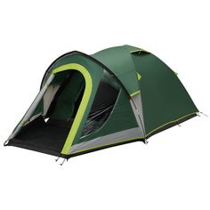 a green and gray tent on a white background