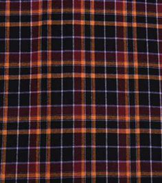 an orange and black plaid fabric