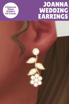 the front cover of an earring with pearls hanging from it's side, and text that reads joanna wedding earrings