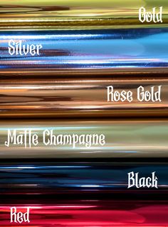 the names of different metallics and colors