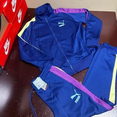 Puma Mens Elektro Blue Iconic T7 Full Zip Jacket & Jogger 2 Pcs Tracksuit Size L Brand: Puma Department: Men Size: L Color: Blue Type: Tracksuit Pattern: Solid Theme: Sports Neckline: Collared Occasion: Activewear Season: All Season Features: Full Zip, Adjustable Waist, Pockets Sleeve Length: Long Sleeve Condition: New With Tags I Offer Discounts For All Return Customers. - Jvs Blue Sporty Sets For Streetwear, Blue Sporty Streetwear Sets, Blue Athleisure Track Jacket For Jogging, Fitted Blue Tracksuit With Pockets, Blue Fitted Tracksuit With Pockets, Blue Sports Tracksuit With Pockets, Blue Sports Sets For Winter, Blue Sportswear Tracksuit For Sports, Winter Sports Sets In Blue