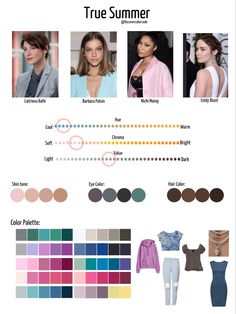 Barbara Palvin True Summer, True Summer Glasses, True Summer Vs True Winter, Summer Color Analysis Palette, True Summer Hair Color Ideas, Cool Summer Color Analysis, Cool Summer Outfits Palette, Cool Summer Color Palette Outfits