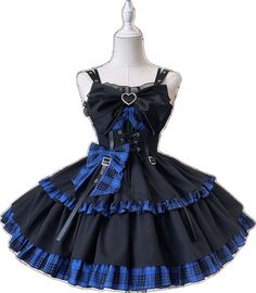 Ruffles Skirt, Jumper Skirt, Gothic Punk, Lolita Dress, Ruffle Skirt, Three Color, Slim Waist, Shoulder Sleeve, Sweetheart Neckline