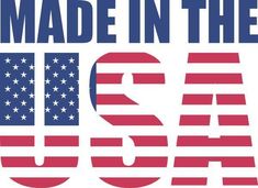 made in the usa sign with an american flag on it's back and words that read made in the usa