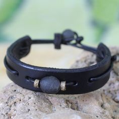 Men's African Leather Wristband Bracelet - Black Standout | NOVICA Leather Jewelry Diy, Leather Jewellery, Black Leather Bracelet, Leather Wristbands, Wristband Bracelet, Casual Jewelry, Leather Crafts, Mens Leather Bracelet, Unique Bracelets