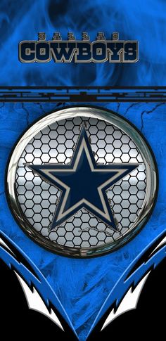 an image of a blue background with a star on the center and words cowboys above it