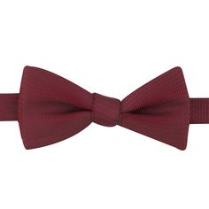 Look your absolute best while wearing this pre-tied bow tie from Bespoke. Look your absolute best while wearing this pre-tied bow tie from Bespoke. Bow-tying made simple. Watch now. Pre-tied design Adjustable strapFABRIC & CARE Polyester Spot clean Imported Size: One Size. Color: Dark Red. Gender: male. Age Group: adult. Pattern: Solid. Classic Pre-tied Butterfly Knot Bow Tie, Formal Pre-tied Bow Tie With Butterfly Knot, Formal Adjustable Bow Tie With Butterfly Knot, Classic Pre-tied Bow Tie With Butterfly Knot, Classic Pre-tied Bow With Butterfly Knot, Adjustable Butterfly Knot Bow For Black-tie Events, Adjustable Red Satin Bow Tie, Red Satin Bow Tie Adjustable, Red Adjustable Bow Tie With Bow Tie Back