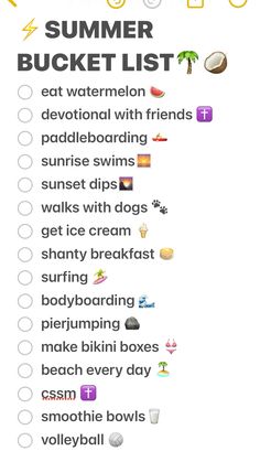 the summer bucket list is filled with things to do