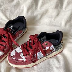 WINE RED STAR SNEAKERS | Aesthetic Shoes – Boogzel Clothing Aesthetic Nike Sneakers, Red Chunky Sneakers, Aesthetic Red Shoes, Red Sneakers Men, Sneakers Aesthetic, Aesthetic Sneakers, Red And Black Shoes, Aesthetic Star, Red Clothes